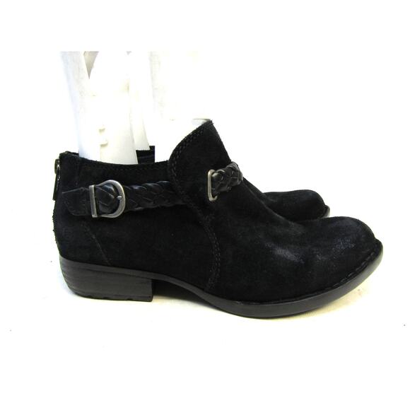 Born Womens Size 6 M Black Suede Zip Buckle Ankle Fashion Boots Bootie - Picture 3 of 11